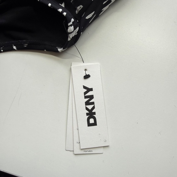 DKNY Womens Spotted Ruffle V Neck One Piece Bathing Swimsuit Large - Picture 7 of 9